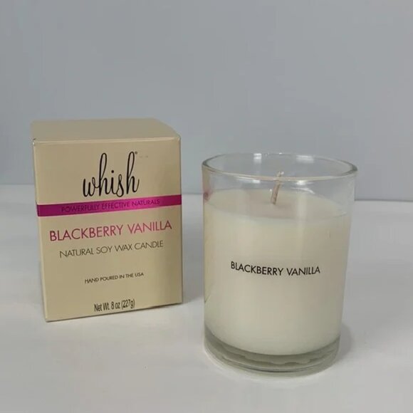 WHISH Natural Soy Wax Jar Candle Blackberry Vanilla 8 oz NIB - Picture 2 of 3